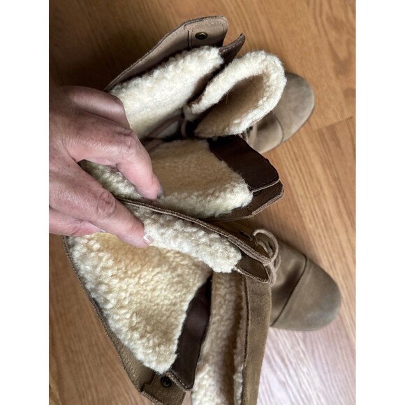 Ugg Gradin Boots Leather Women’s 8.5 Combat Lace Up Fold Down Sherpa - Picture 8 of 8